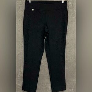 Peck & Peck Black Textured Slim Ankle Pants Size 14 Stretch